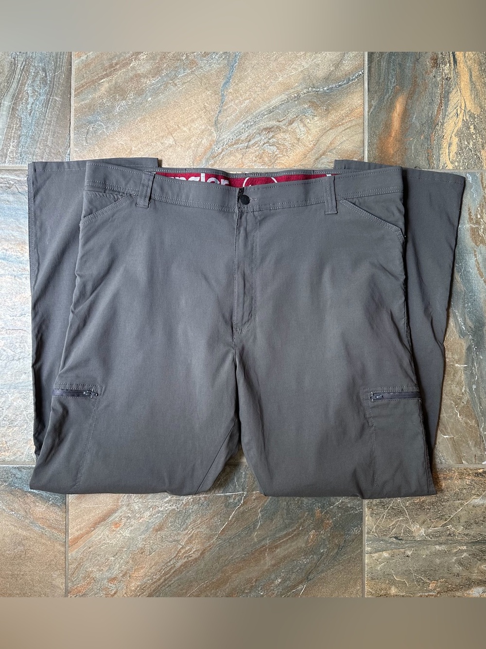 Wrangler ATG Men's Gray Synthetic Hiking Cargo Pants Outdoor Stretch Size 42